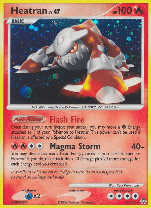 Diamond & Pearl: Legends Awakened, Fire, Holo Rare, Holofoil, Reverse Holofoil, Water[×2] Heatran (6/146) [Diamond & Pearl: Legends Awakened] - Trading Card World