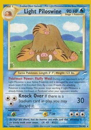 26, Grass[×2], Lightning[-30], Neo Destiny Unlimited, Normal, Rare, Water Light Piloswine (26/105) [Neo Destiny Unlimited] - Trading Card World