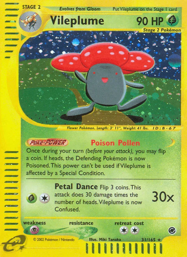 31, Expedition: Base Set, Grass, Holo Rare, Holofoil, Psychic[×2], Reverse Holofoil Vileplume (31/165) [Expedition: Base Set] - Trading Card World