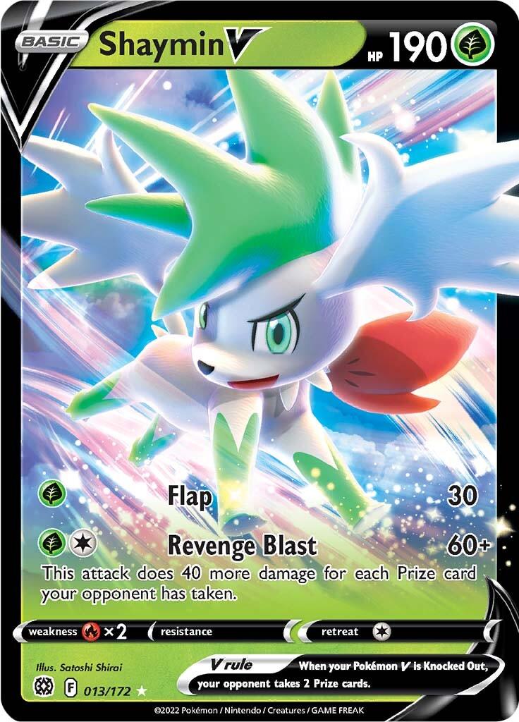 013, Fire [x2], Grass, Holofoil, Sword & Shield: Brilliant Stars, Ultra Rare Shaymin V (013/172) [Sword & Shield: Brilliant Stars] - Trading Card World