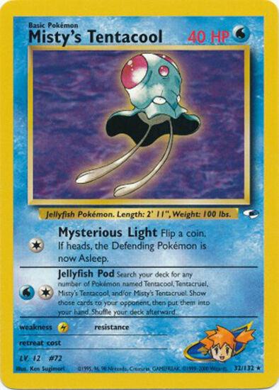 32, Gym Heroes Unlimited, Lightning[×2], Normal, Rare, Water Misty's Tentacool (32/132) [Gym Heroes Unlimited] - Trading Card World