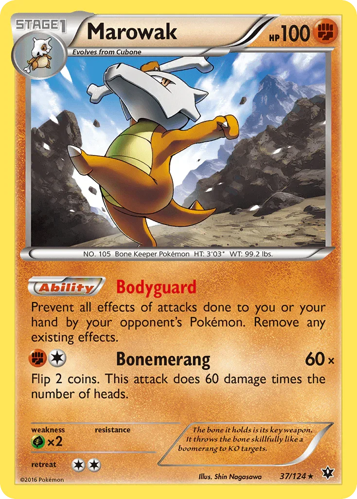 37, Fighting, Grass[×2], Normal, Rare, Reverse Holofoil, XY: Fates Collide Marowak (37/124) [XY: Fates Collide] - Trading Card World