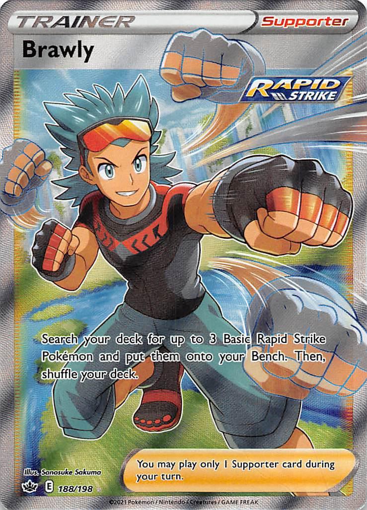 188, Holofoil, Supporter, Sword & Shield: Chilling Reign, Ultra Rare Brawly (188/198) [Sword & Shield: Chilling Reign] - Trading Card World