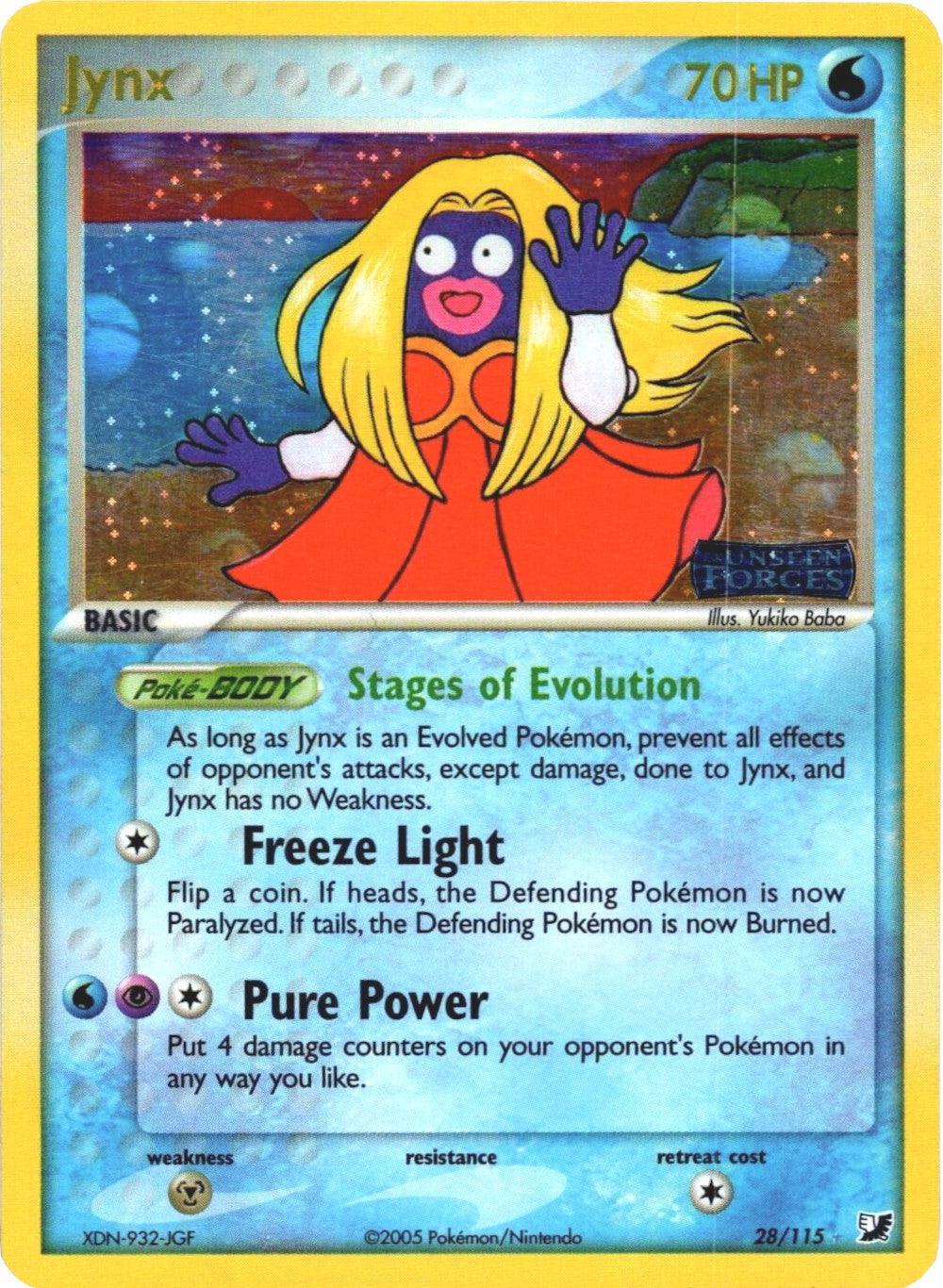 28, EX: Unseen Forces, Metal[×2], Rare, Reverse Holofoil, Water Jynx (28/115) (Stamped) [EX: Unseen Forces] - Trading Card World