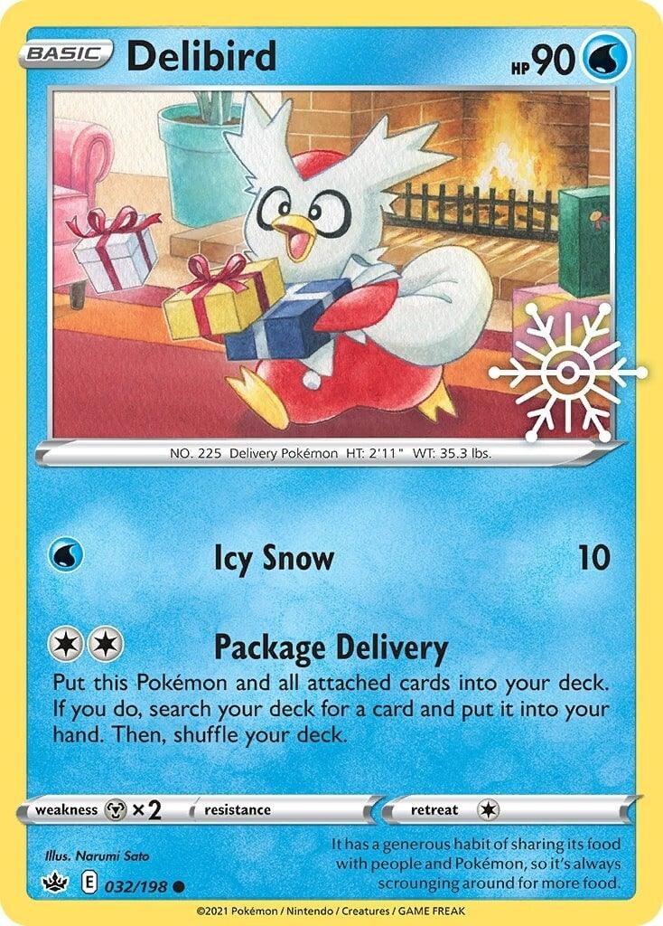 032, Holofoil, Metal [x2], Promo, Sword & Shield: Chilling Reign, Water Delibird (032/198) (Holiday Calendar) [Sword & Shield: Chilling Reign] - Trading Card World