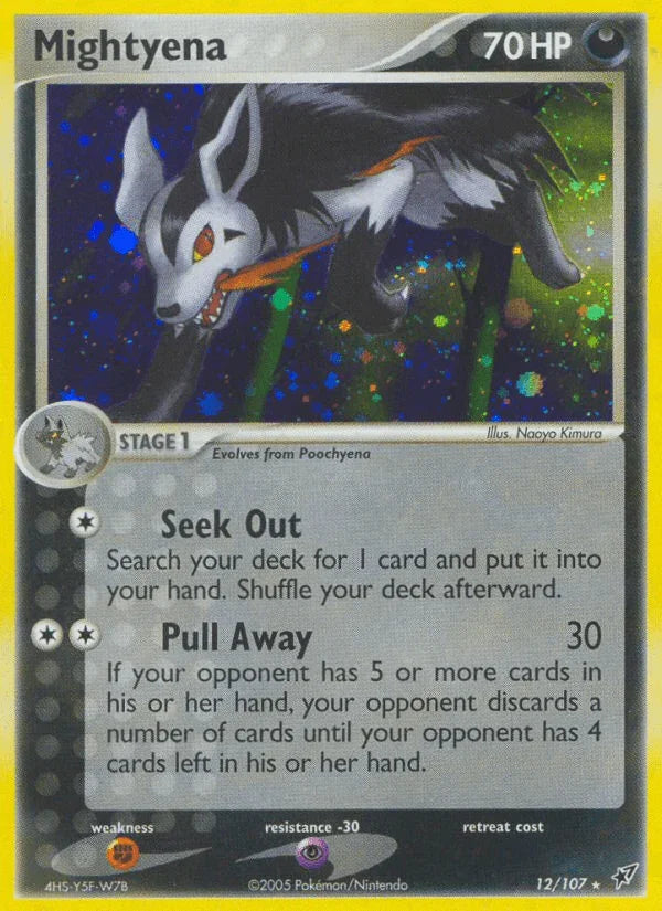 12, Darkness, EX: Deoxys, Fighting[×2], Holo Rare, Holofoil, Psychic[-30] Mightyena (12/107) [EX: Deoxys] - Trading Card World