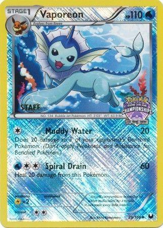 25, Black & White: Dark Explorers, Holofoil, Lightning[×2], Promo, Reverse Holofoil, Water Vaporeon (25/108) (State Province Championship 2013 Promo Staff) [Black & White: Dark Explorers] - Trading Card World