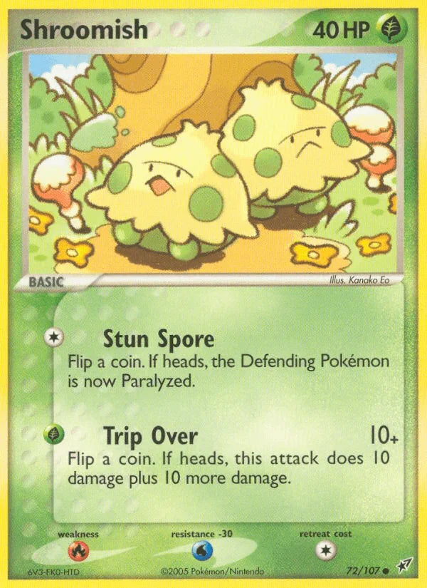 72, Common, EX: Deoxys, Fire[×2], Grass, Normal, Water[-30] Shroomish (72/107) [EX: Deoxys] - Trading Card World