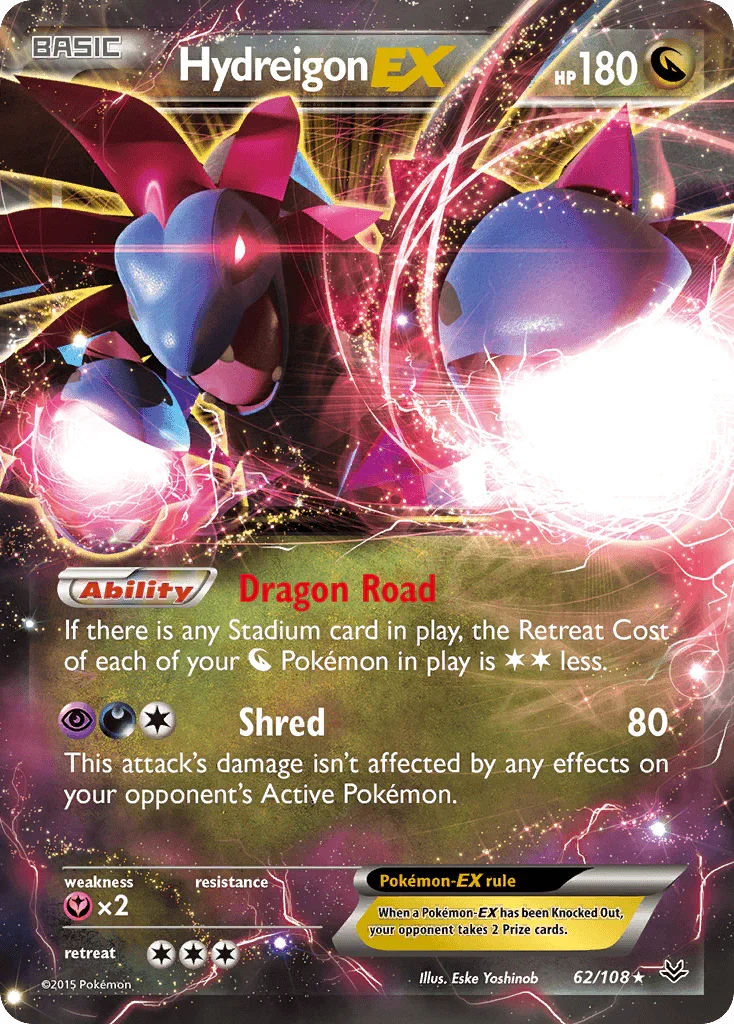 62, Dragon, Fairy[×2], Holofoil, Ultra Rare, XY: Roaring Skies Hydreigon EX (62/108) [XY: Roaring Skies] - Trading Card World
