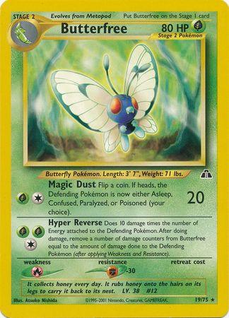 19, Fighting[-30], Fire[×2], Grass, Neo Discovery Unlimited, Normal, Rare Butterfree (19/75) [Neo Discovery Unlimited] - Trading Card World