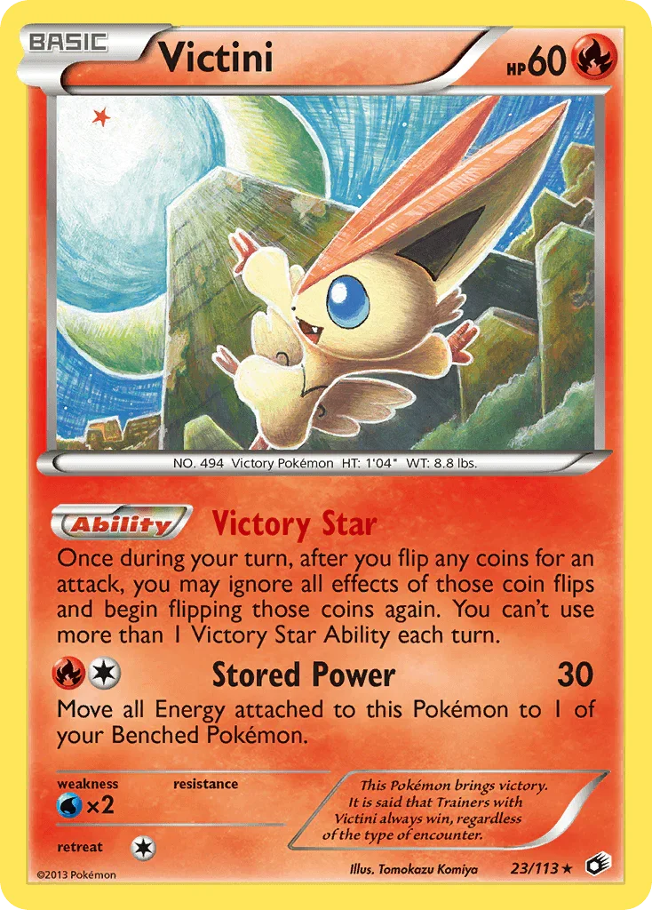 23, Black & White: Legendary Treasures, Fire, Holo Rare, Holofoil, Reverse Holofoil, Water[×2] Victini (23/113) [Black & White: Legendary Treasures] - Trading Card World