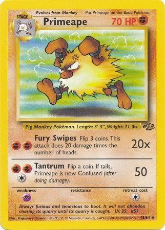 43, Fighting, Jungle Unlimited, Normal, Psychic[×2], Uncommon Primeape (43/64) [Jungle Unlimited] - Trading Card World