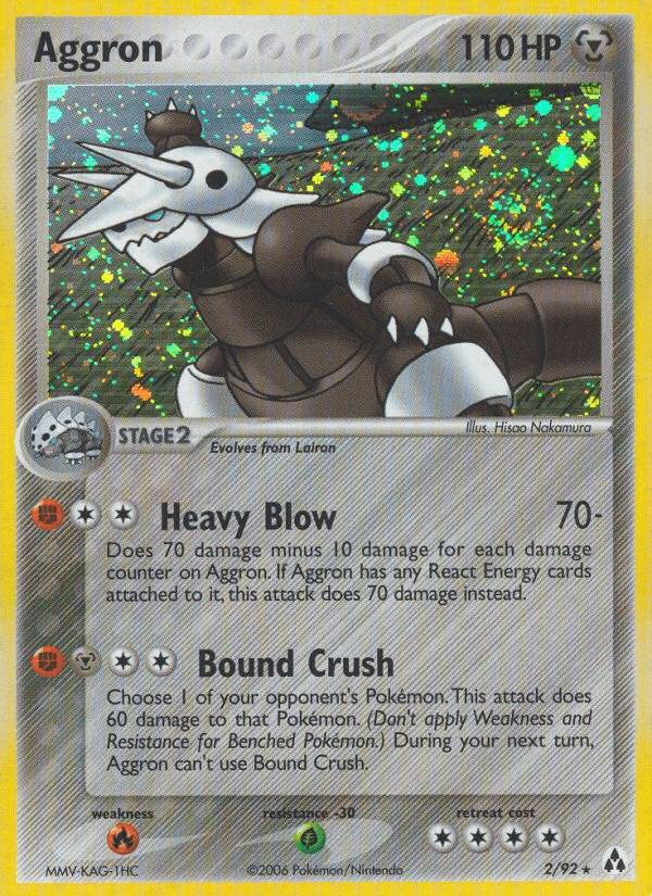 EX: Legend Maker, Fire[×2], Grass[-30], Holo Rare, Holofoil, Metal Aggron (2/92) [EX: Legend Maker] - Trading Card World