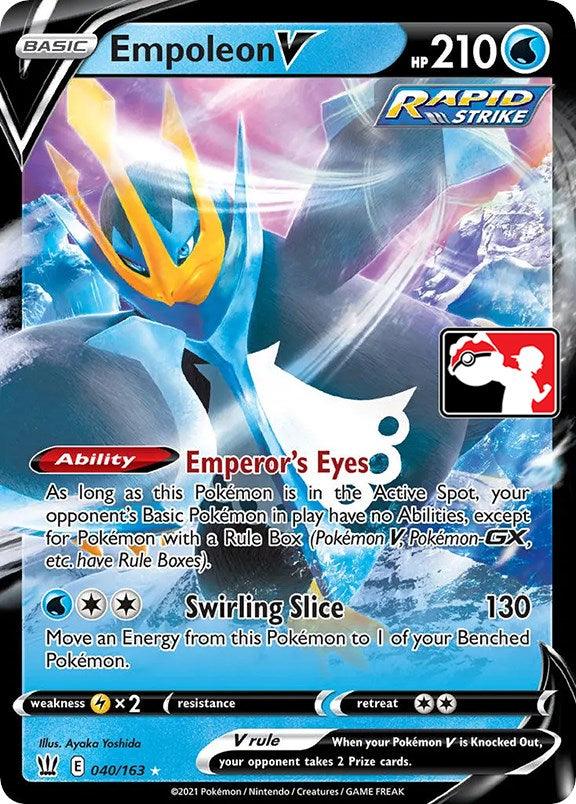 040, Holofoil, Lightning [x2], Prize Pack Series One, Ultra Rare, Water Empoleon V (040/163) [Prize Pack Series One] - Trading Card World