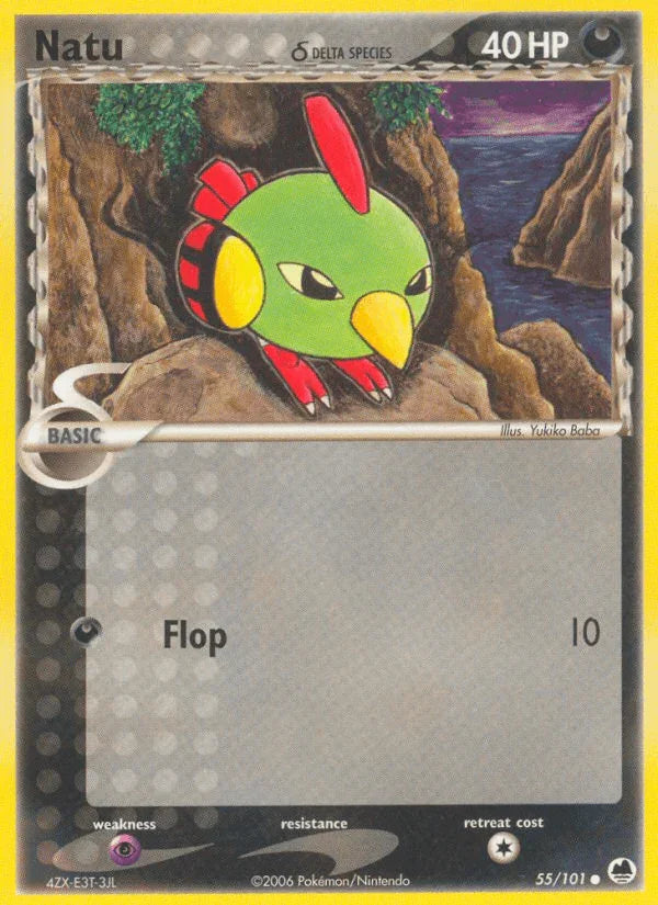 55, Common, Darkness, EX: Dragon Frontiers, Normal, Psychic[×2] Natu (55/101) (Delta Species) [EX: Dragon Frontiers] - Trading Card World