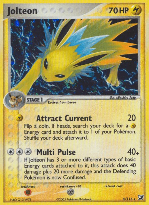 EX: Unseen Forces, Fighting[×2], Holo Rare, Holofoil, Lightning, Metal[-30] Jolteon (8/115) [EX: Unseen Forces] - Trading Card World
