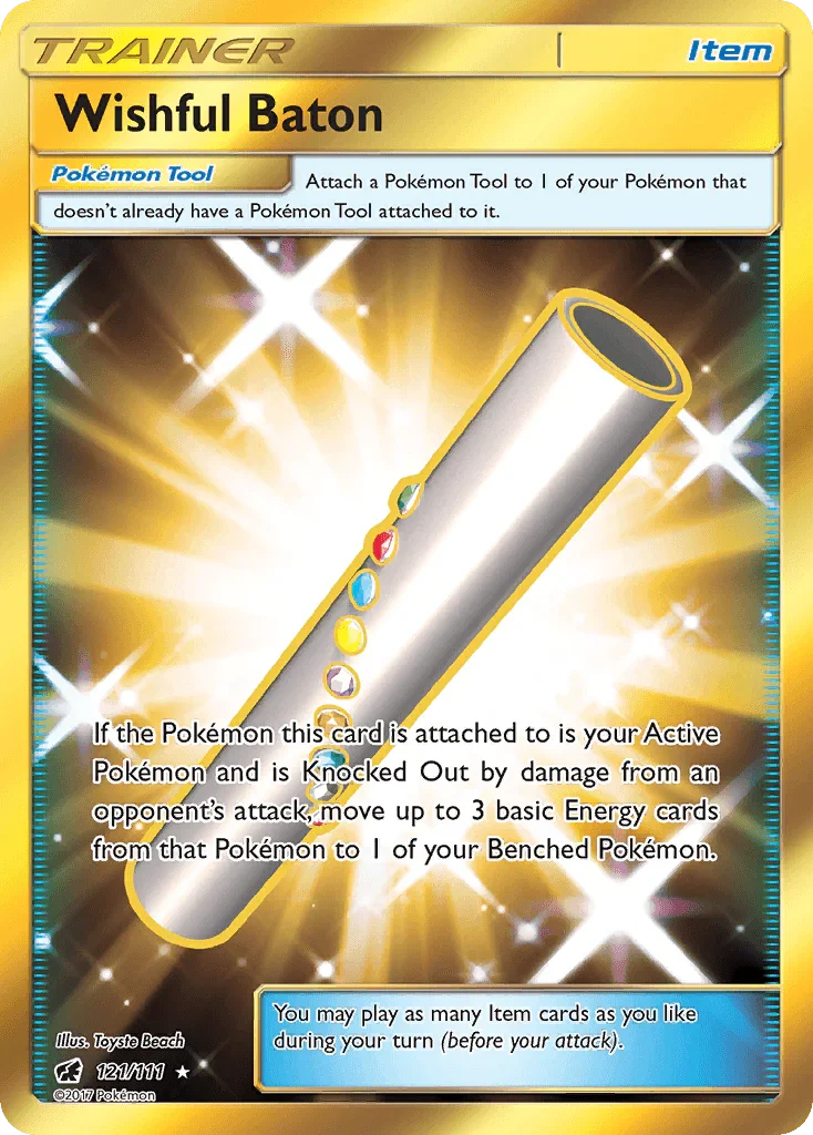 121, Holofoil, Item, Secret Rare, Sun & Moon: Crimson Invasion Wishful Baton (121/111) [Sun & Moon: Crimson Invasion] - Trading Card World