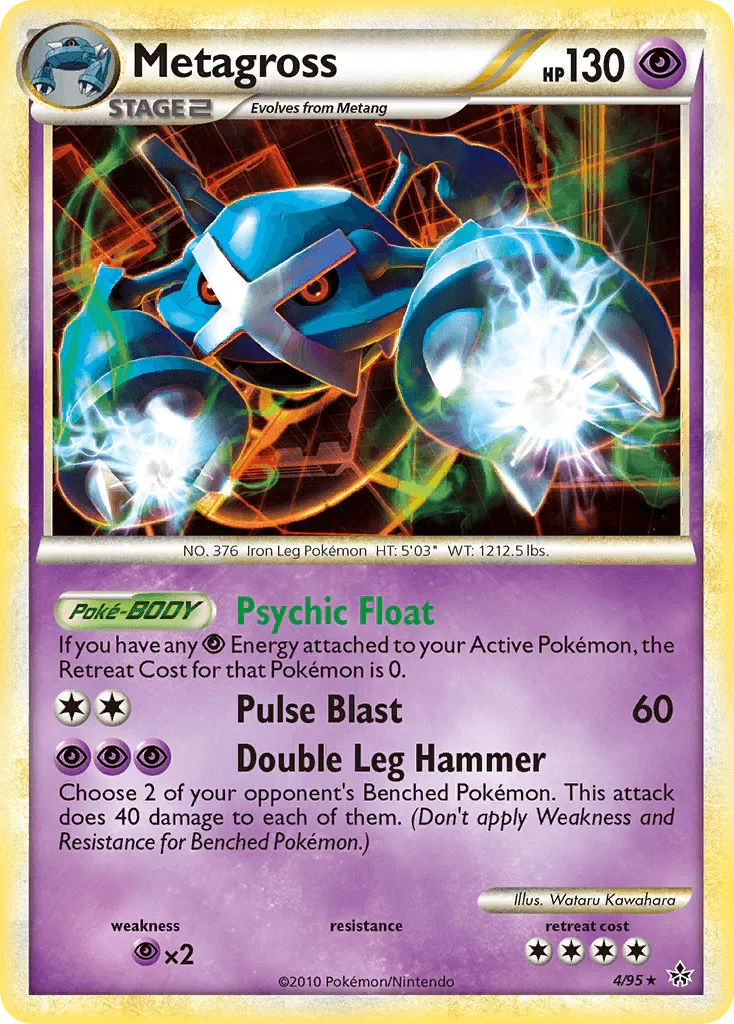 HeartGold & SoulSilver: Unleashed, Holo Rare, Holofoil, Psychic, Psychic[×2], Reverse Holofoil Metagross (4/95) [HeartGold & SoulSilver: Unleashed] - Trading Card World