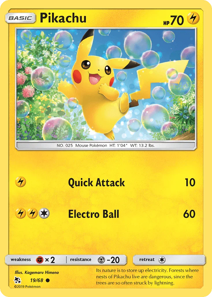 19, Common, Fighting[×2], Lightning, Metal[-20], Normal, Reverse Holofoil, Sun & Moon: Hidden Fates Pikachu (19/68) [Sun & Moon: Hidden Fates] - Trading Card World