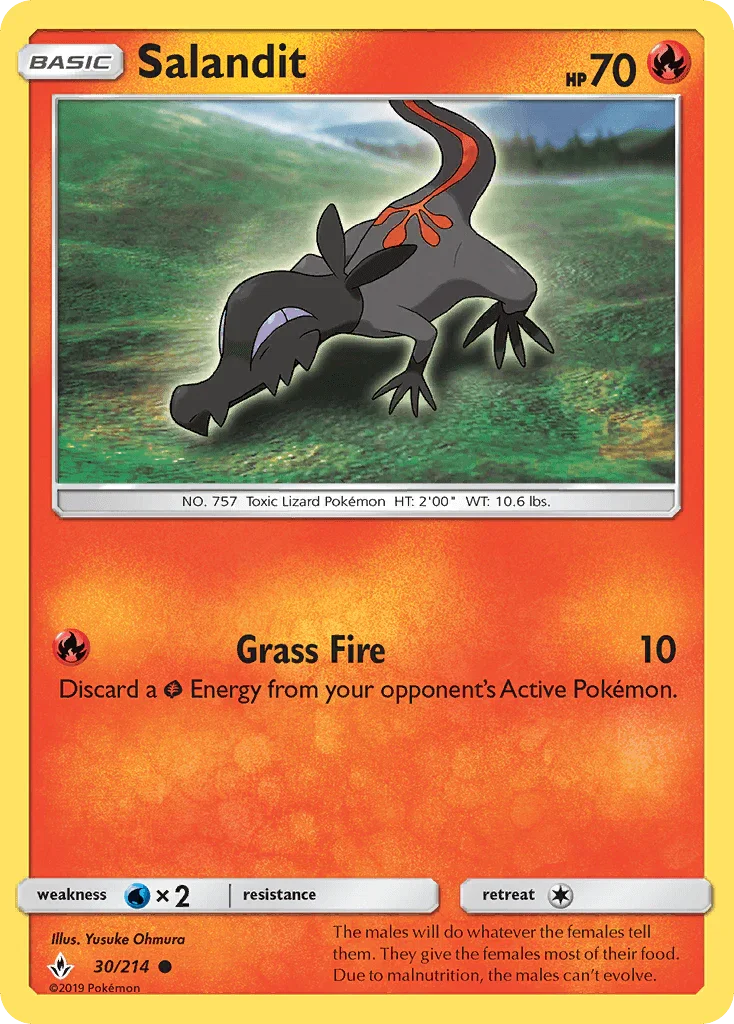 30, Common, Fire, Normal, Reverse Holofoil, Sun & Moon: Unbroken Bonds, Water[×2] Salandit (30/214) [Sun & Moon: Unbroken Bonds] - Trading Card World