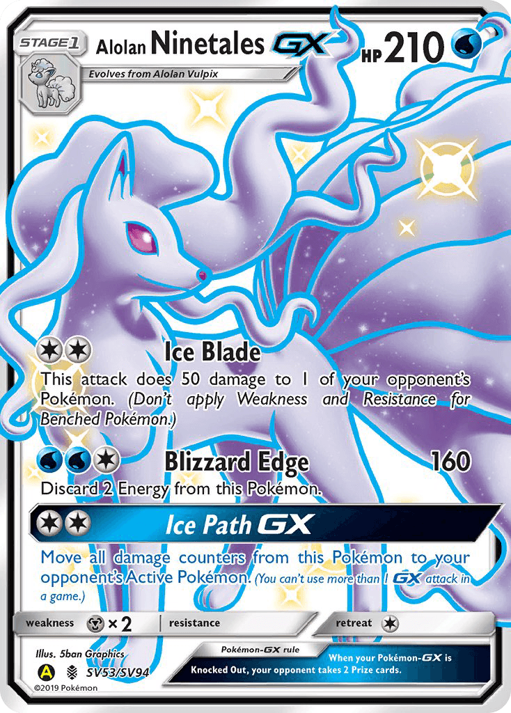 Holofoil, Metal[×2], Sun & Moon: Hidden Fates - Shiny Vault, SV53, Ultra Rare, Water Alolan Ninetales GX (SV53/SV94) [Sun & Moon: Hidden Fates - Shiny Vault] - Trading Card World