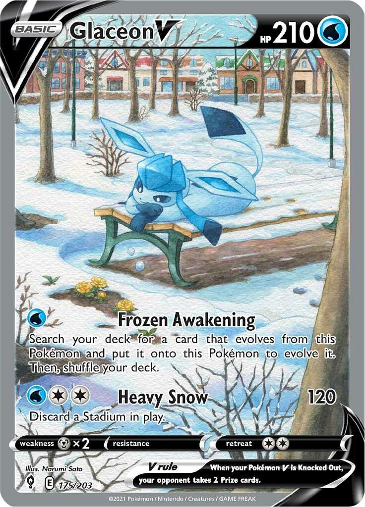 175, Holofoil, Metal [x2], Sword & Shield: Evolving Skies, Ultra Rare, Water Glaceon V (175/203) [Sword & Shield: Evolving Skies] - Trading Card World