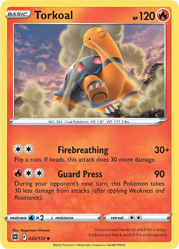 023, Fire, Normal, Reverse Holofoil, Sword & Shield: Brilliant Stars, Uncommon, Water [x2] Torkoal (023/172) [Sword & Shield: Brilliant Stars] - Trading Card World