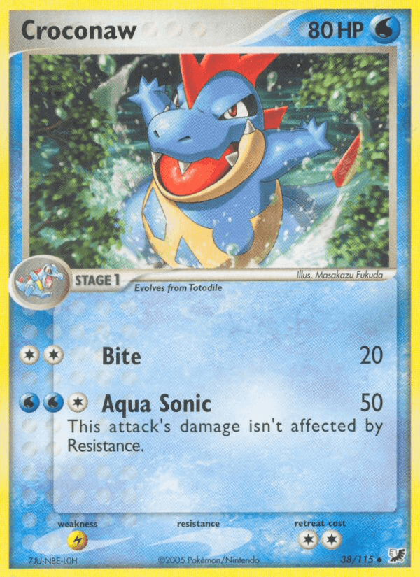 38, EX: Unseen Forces, Lightning[×2], Normal, Uncommon, Water Croconaw (38/115) [EX: Unseen Forces] - Trading Card World