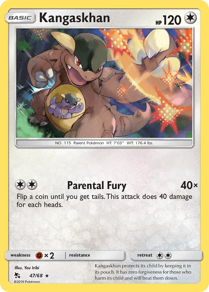 47, Colorless, Fighting[×2], Normal, Rare, Reverse Holofoil, Sun & Moon: Hidden Fates Kangaskhan (47/68) [Sun & Moon: Hidden Fates] - Trading Card World