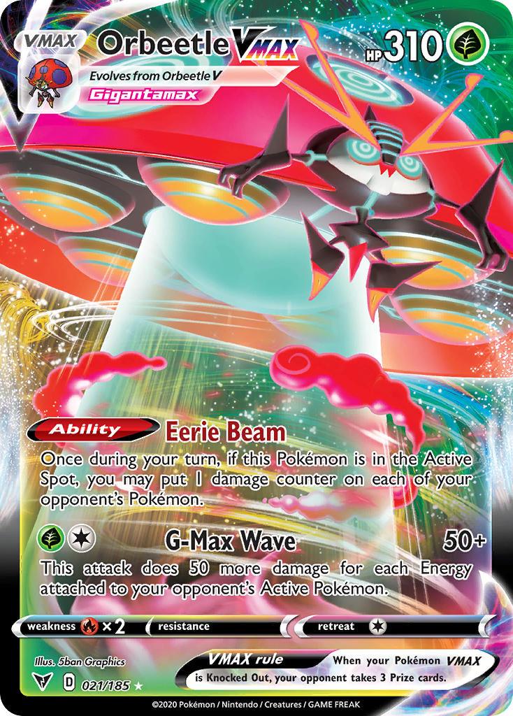 021, Fire[×2], Grass, Holofoil, Sword & Shield: Vivid Voltage, Ultra Rare Orbeetle VMAX (021/185) [Sword & Shield: Vivid Voltage] - Trading Card World