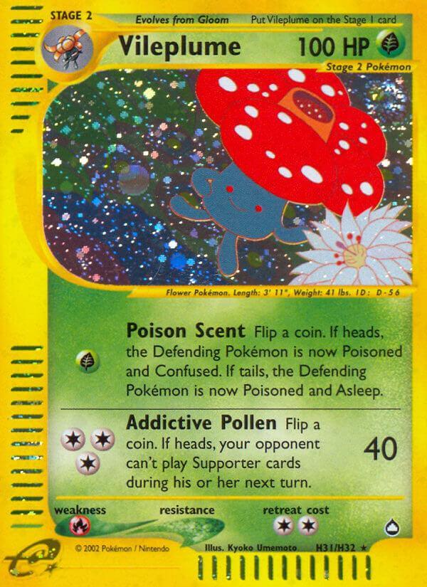Aquapolis, Grass, H31, Holofoil, Psychic[×2], Rare Vileplume (H31/H32) [Aquapolis] - Trading Card World