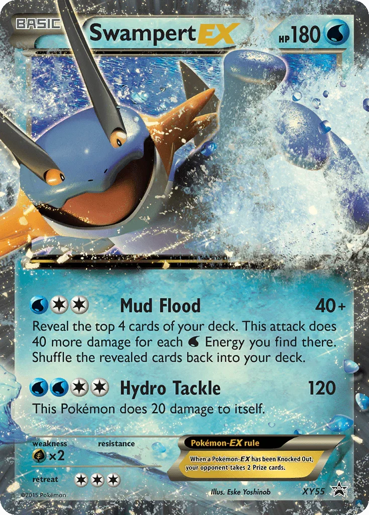 Grass[×2], Holofoil, Promo, Water, XY55, XY: Black Star Promos Swampert EX (XY55) [XY: Black Star Promos] - Trading Card World