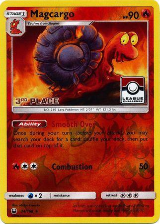 24, Fire, Promo, Reverse Holofoil, Sun & Moon: Celestial Storm, Water[×2] Magcargo (24/168) (League Promo 3rd Place) [Sun & Moon: Celestial Storm] - Trading Card World