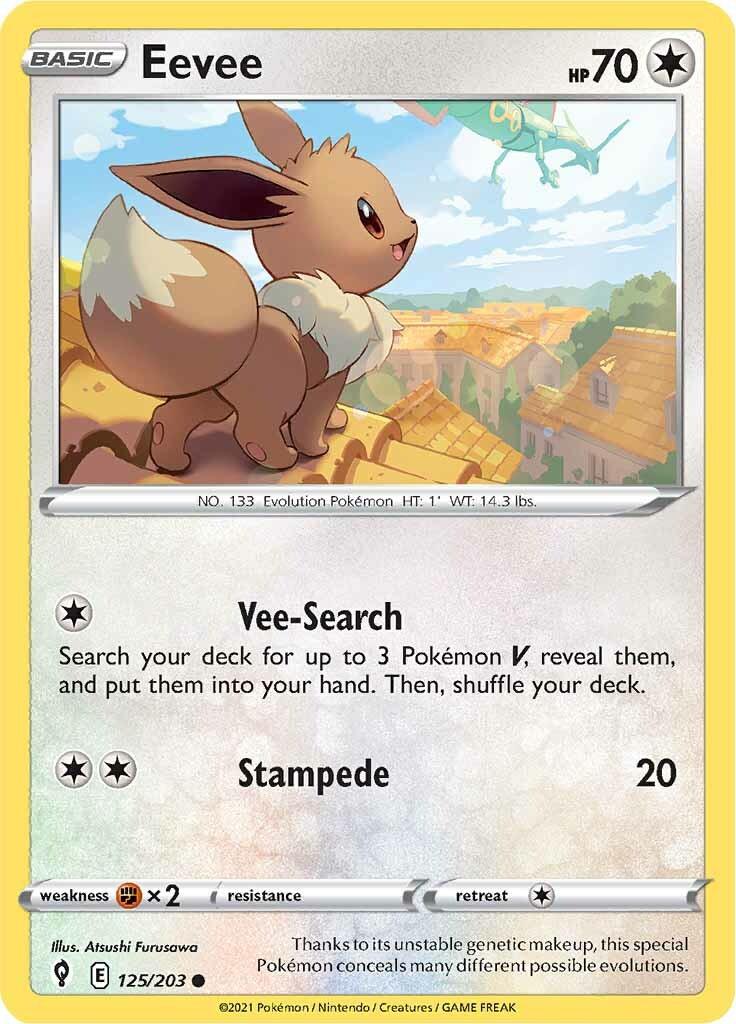 125, Colorless, Common, Fighting [x2], Normal, Reverse Holofoil, Sword & Shield: Evolving Skies Eevee (125/203) [Sword & Shield: Evolving Skies] - Trading Card World