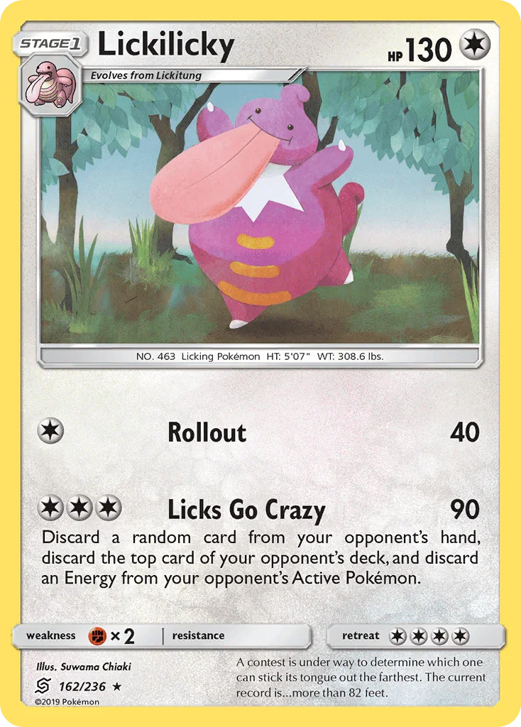 162, Colorless, Fighting[×2], Normal, Rare, Reverse Holofoil, Sun & Moon: Unified Minds Lickilicky (162/236) [Sun & Moon: Unified Minds] - Trading Card World