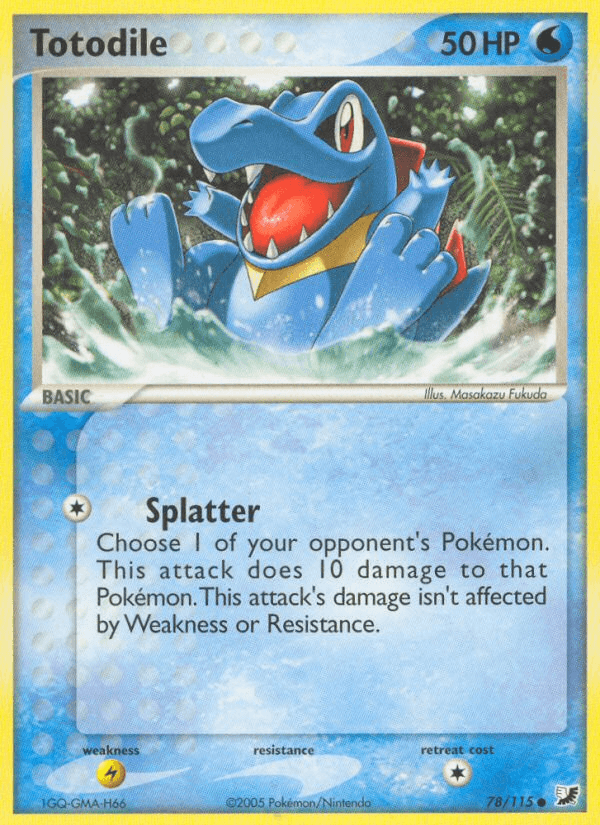 78, Common, EX: Unseen Forces, Lightning[×2], Normal, Water Totodile (78/115) [EX: Unseen Forces] - Trading Card World