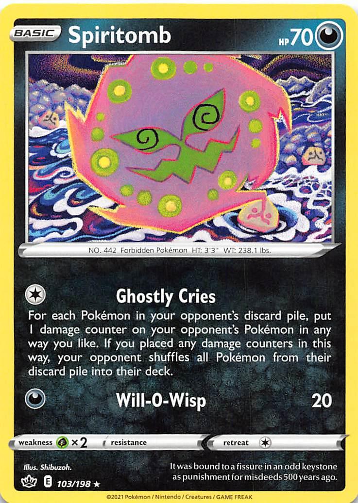 103, Darkness, Grass [x2], Normal, Rare, Reverse Holofoil, Sword & Shield: Chilling Reign Spiritomb (103/198) [Sword & Shield: Chilling Reign] - Trading Card World