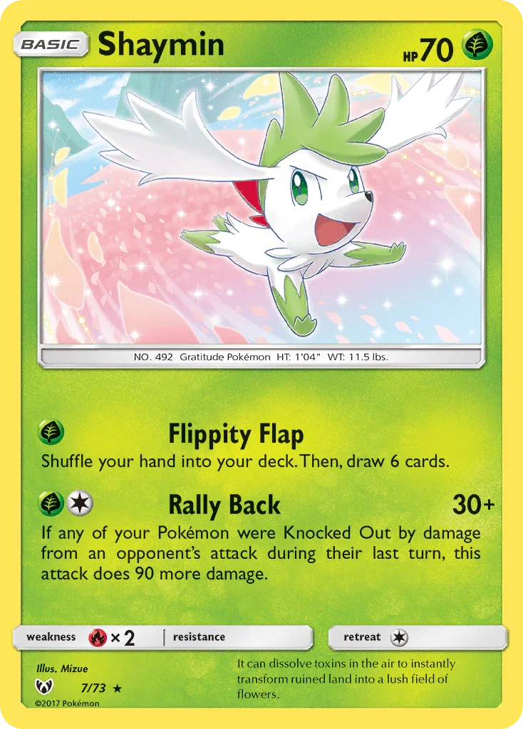 Fire[×2], Grass, Holo Rare, Holofoil, Reverse Holofoil, Sun & Moon: Shining Legends Shaymin (7/73) [Sun & Moon: Shining Legends] - Trading Card World