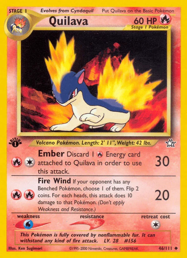 1st Edition Normal, 46, Fire, Neo Genesis 1st Edition, Uncommon, Water[×2] Quilava (46/111) [Neo Genesis 1st Edition] - Trading Card World
