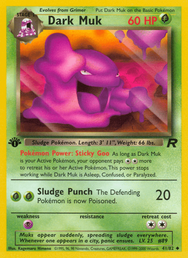 1st Edition Normal, 41, Grass, Psychic[×2], Team Rocket 1st Edition, Uncommon Dark Muk (41/82) [Team Rocket 1st Edition] - Trading Card World