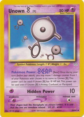 39, Neo Revelation Unlimited, Normal, Psychic, Psychic[×2], Uncommon Unown [B] (39/64) [Neo Revelation Unlimited] - Trading Card World