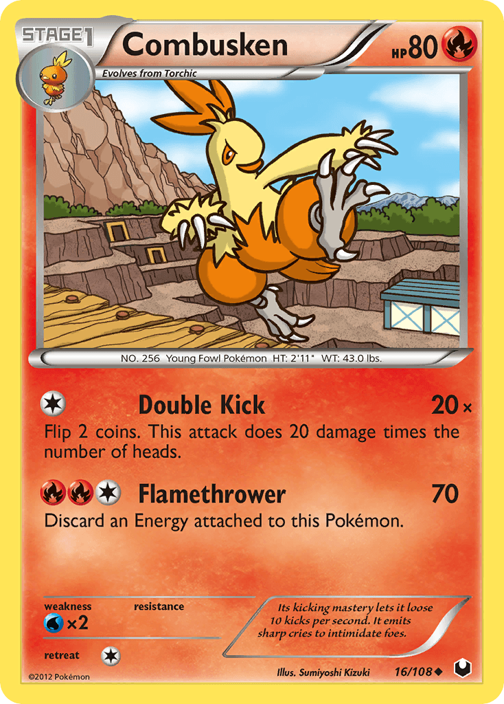 16, Black & White: Dark Explorers, Fire, Normal, Reverse Holofoil, Uncommon, Water[×2] Combusken (16/108) [Black & White: Dark Explorers] - Trading Card World