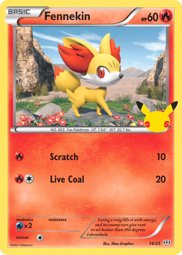 14, Fire, Holofoil, McDonald's 25th Anniversary, Normal, Promo, Water[×2] Fennekin (14/25) [McDonald's 25th Anniversary] - Trading Card World