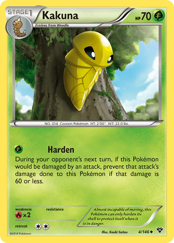 Fire[×2], Grass, Normal, Reverse Holofoil, Uncommon, XY: Base Set Kakuna (4/146) [XY: Base Set] - Trading Card World