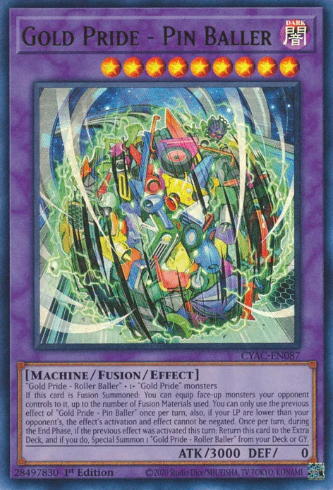 1st Edition, Cyberstorm Access, Dark, Fusion/Effect Monster, Machine, Ultra Rare Gold Pride - Pin Baller [CYAC-EN087] Ultra Rare - Trading Card World