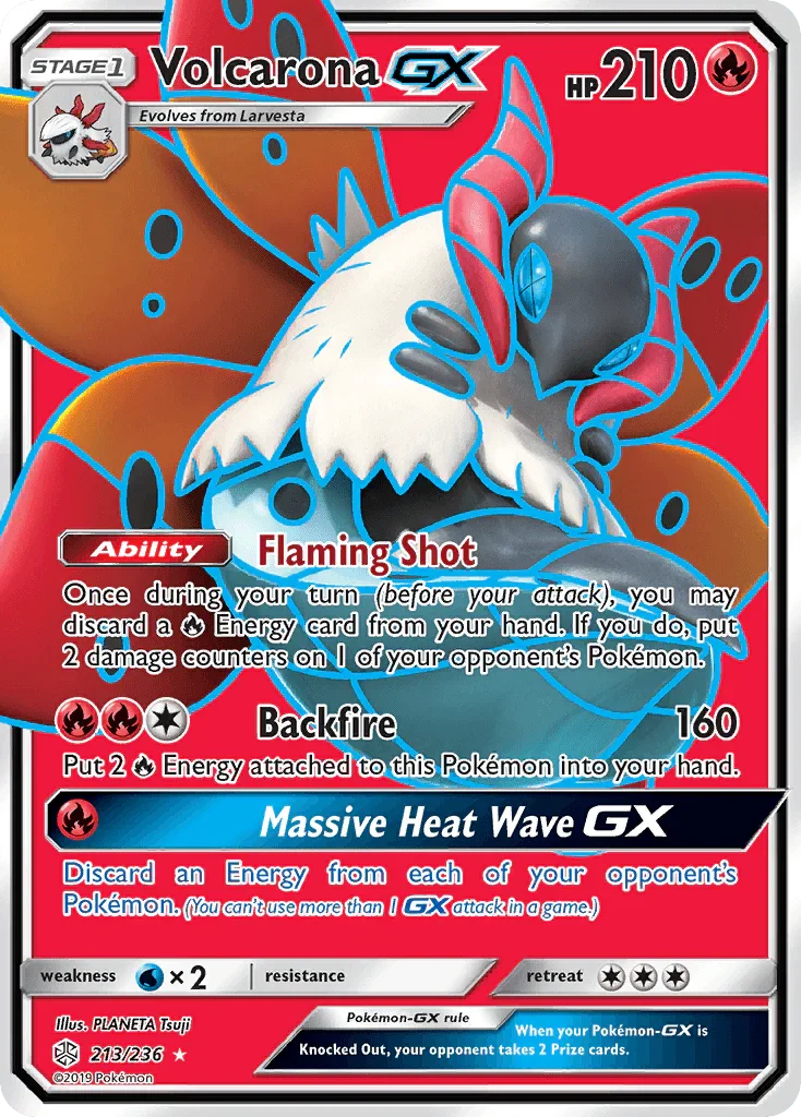 213, Fire, Holofoil, Sun & Moon: Cosmic Eclipse, Ultra Rare, Water[×2] Volcarona GX (213/236) [Sun & Moon: Cosmic Eclipse] - Trading Card World