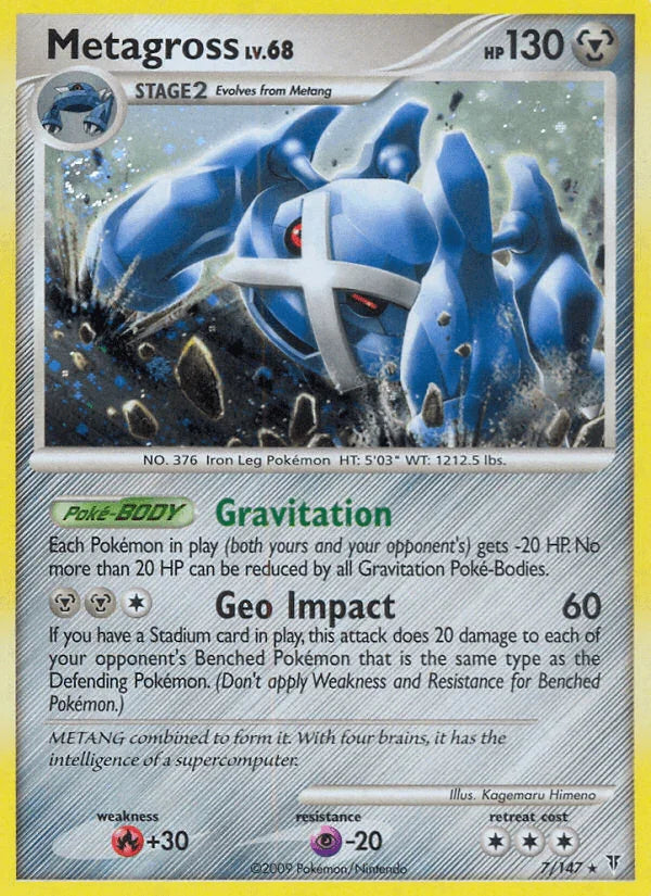 Fire[+30], Holo Rare, Holofoil, Metal, Platinum: Supreme Victors, Psychic[-20], Reverse Holofoil Metagross (7/147) [Platinum: Supreme Victors] - Trading Card World