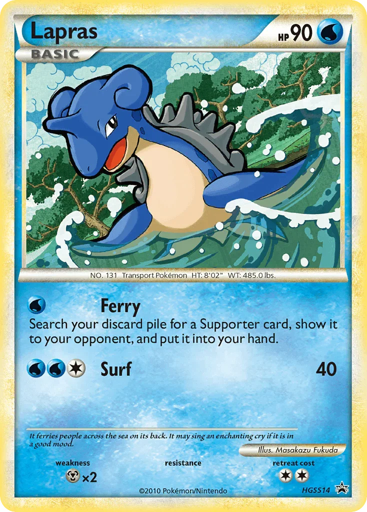 Black Star Promo, HeartGold & SoulSilver: Black Star Promos, HGSS14, Holofoil, Metal[×2], Water Lapras (HGSS14) [HeartGold & SoulSilver: Black Star Promos] - Trading Card World
