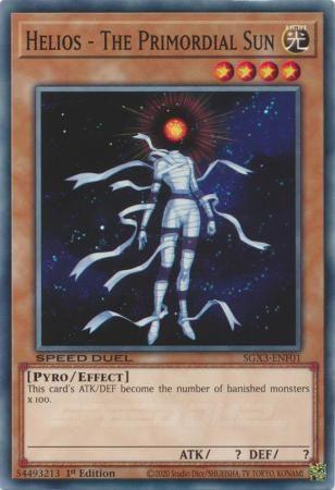 1st Edition, Common, Effect Monster, Light, Pyro, Speed Duel GX: Duelists of Shadows Helios - The Primordial Sun [SGX3-ENF01] Common - Trading Card World
