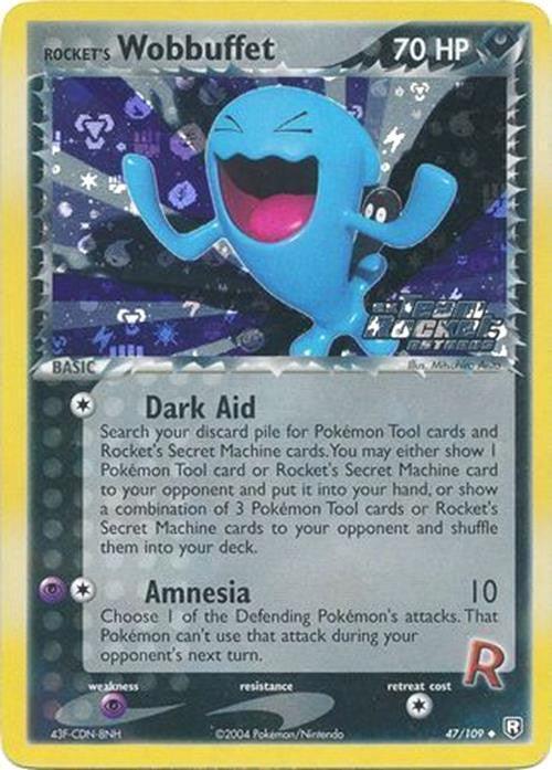 47, Darkness, EX: Team Rocket Returns, Psychic[×2], Reverse Holofoil, Uncommon Rocket's Wobbuffet (47/109) (Stamped) [EX: Team Rocket Returns] - Trading Card World